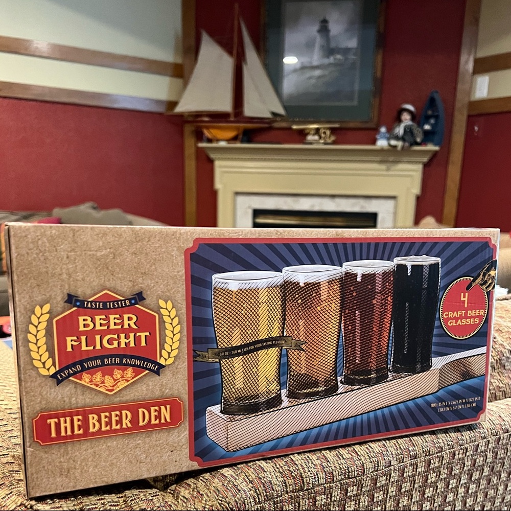 The Beer Den Beer Flight Taste Tester - 4 Craft Beer Glasses